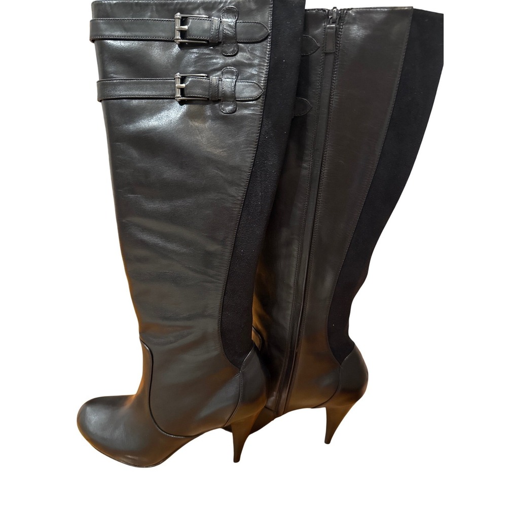 Cole Haan Air Jalisa Tall Boot Black Leather Buckle Heel Women‎ Size 11B - Picture 7 of 7